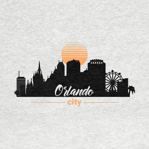 Orlando Florida Graphic Skyline with Sunset by DimDom